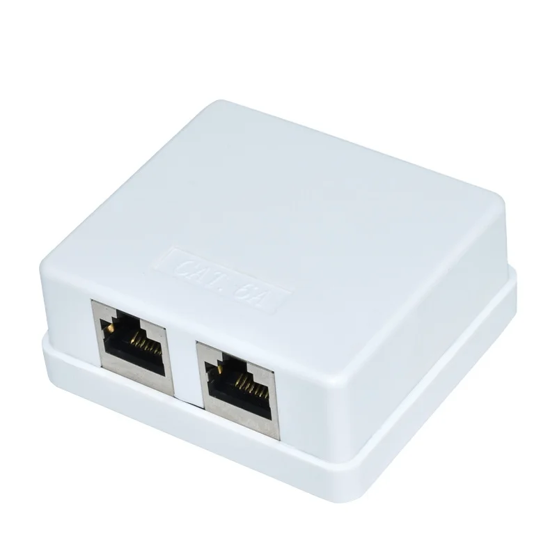 NEPCI Shielded surface mount dual ports RJ45 jack box XJY-NE-180S-CAT6A open mount stp RJ45 jack adapter module
