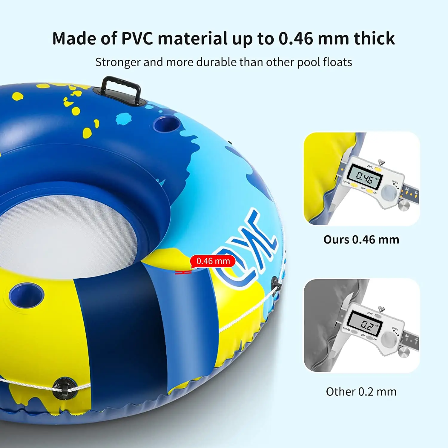 Inflatable Pool Floats to Lake and River, Outdoor Water Tube Sport Fun, with Handles, Cup Holder, Headrest