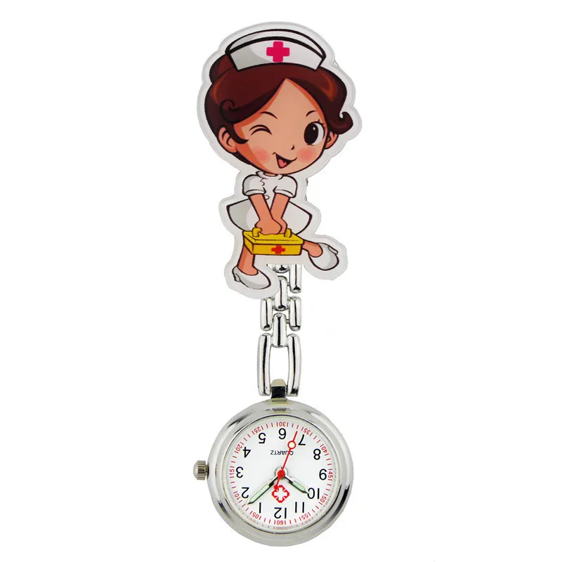Wholesale Cartoon nurse pocket watch nurse chest watch clip quartz watch
