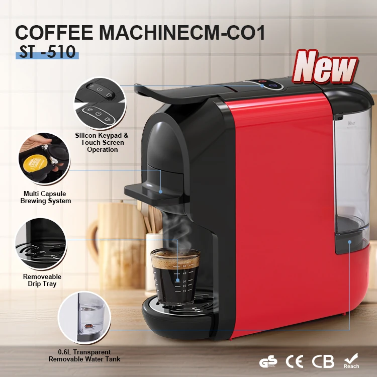 Automatic instant 5 in 1 expresso 19 bar tea electric multi capsule coffee making machine for home