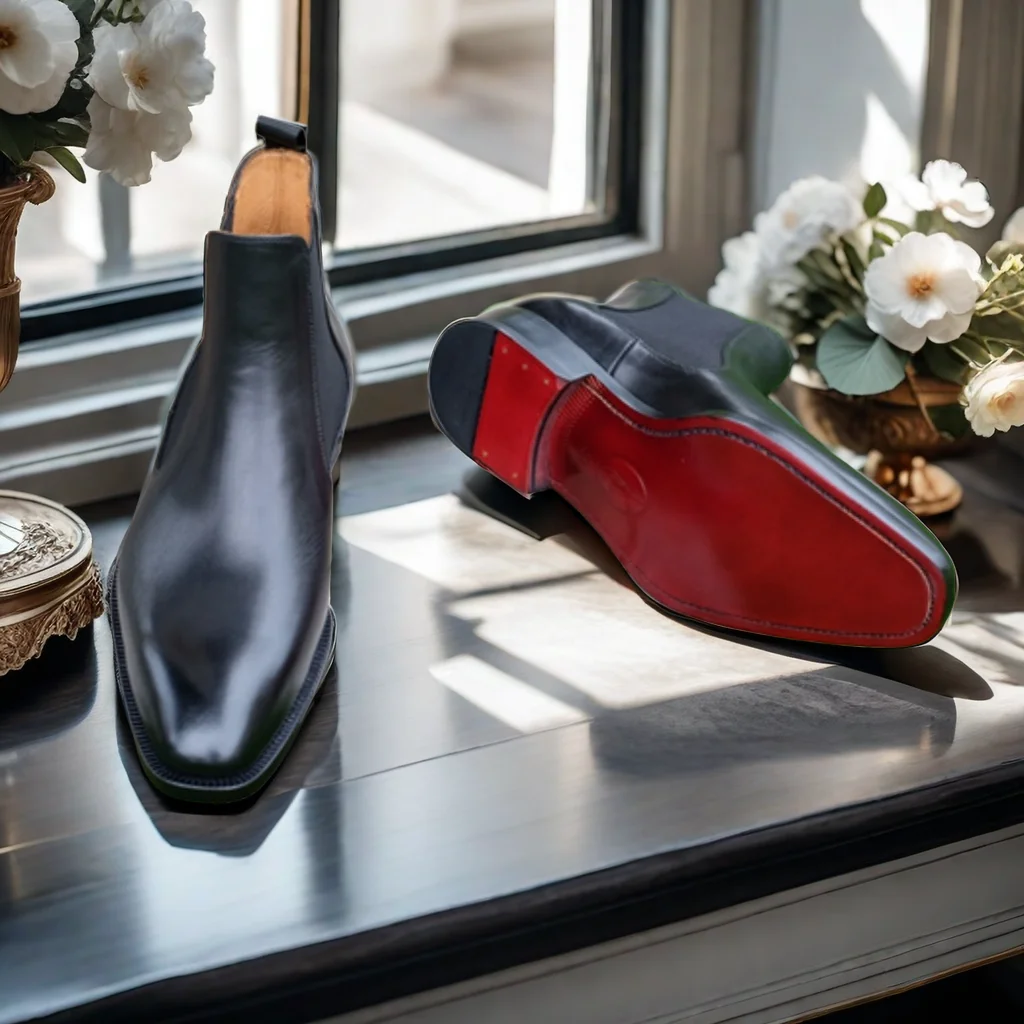 Goodyear welt Shoes Top Calf leather ankle boots handmade Men Formal Mans classic chelsea italian style Point toe shoes factory