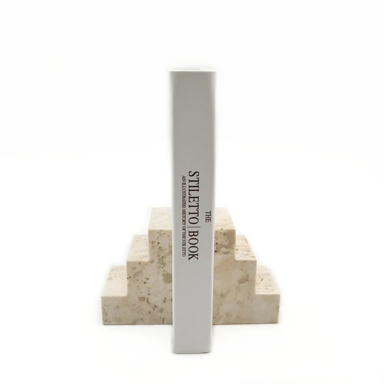 Wholesale Custom Solid Travertine Marble Bookends Home Office Decor