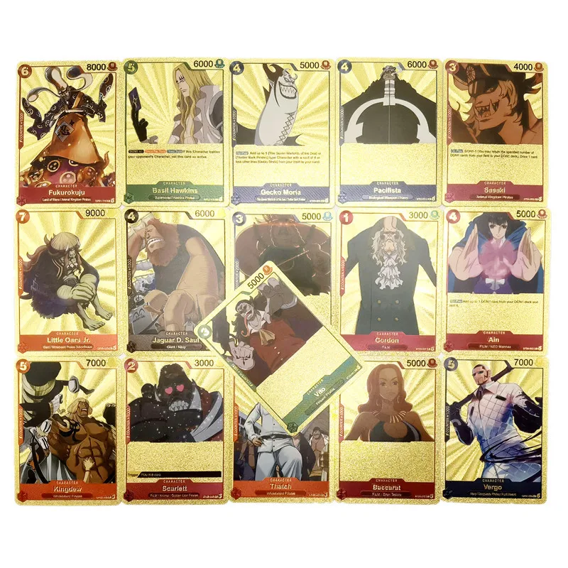 55pcs/1box One Pieced Gold Foil Plastic Card Luffy Trading Game Playing Collection Cards Gift Kid Toys
