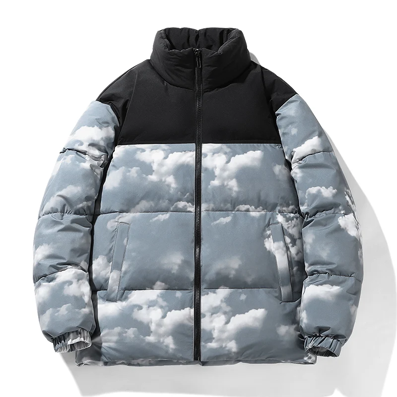 HOSIN 2022 high quality pasiley print bomber white baby blue puffer down jacket sublimation