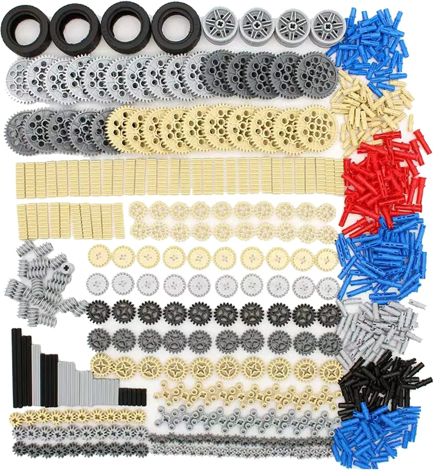 Stemedu 638PCS MOC Gear and Axle Set Building Block DIY Gears Assortment Pack-Gears, Pins, Axles