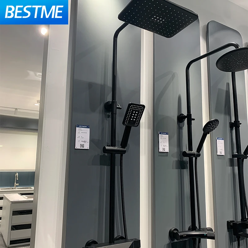 Новый дизайн черный латунный Смеситель для душа набор термостатический