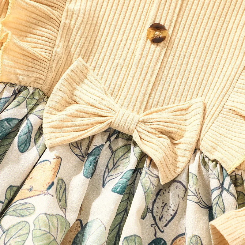 23161 Flower Design Baby Winter Girl Clothes Dress Girl Long Sleeve Birthday Party Dresses For Baby