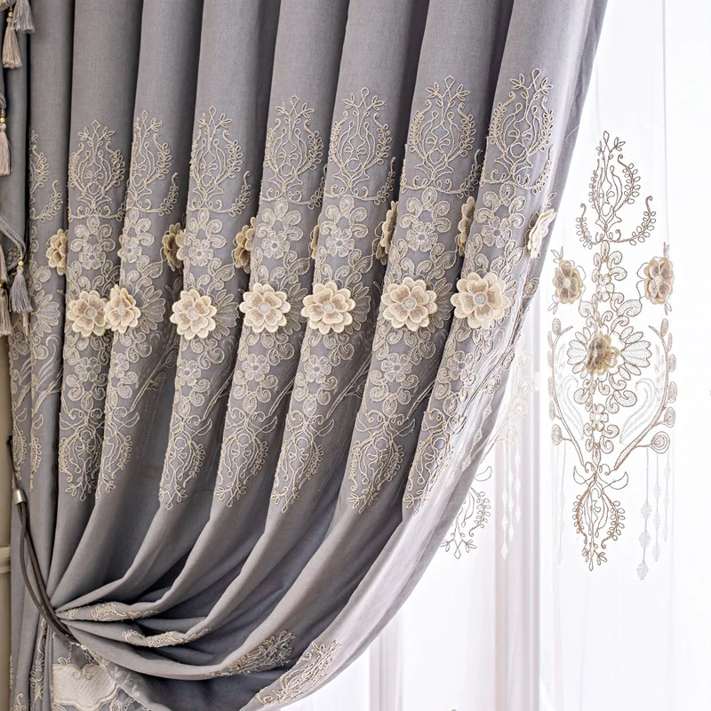 Sunny Textile High Grade Embossed Embroidered Curtains Finished Curtain