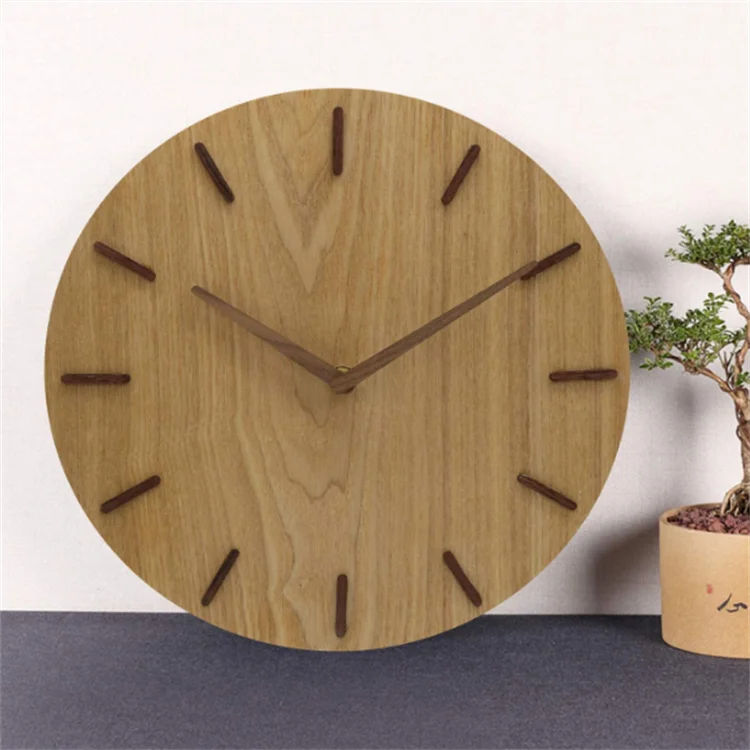 high quality brown round rustic country style silent wall clock for living room  bedroom office