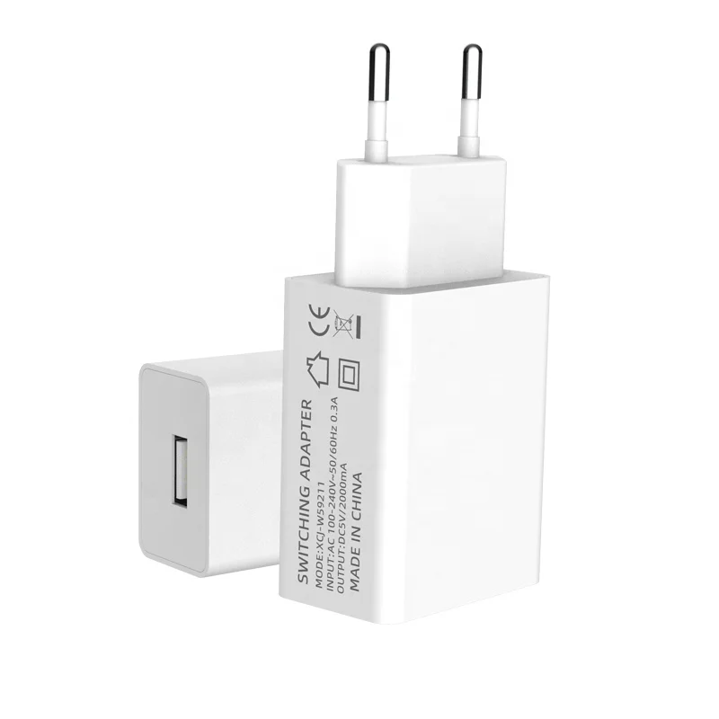 TUV CE  EU plug fast charger 5V 1.5A 2A cell phone charger adapter