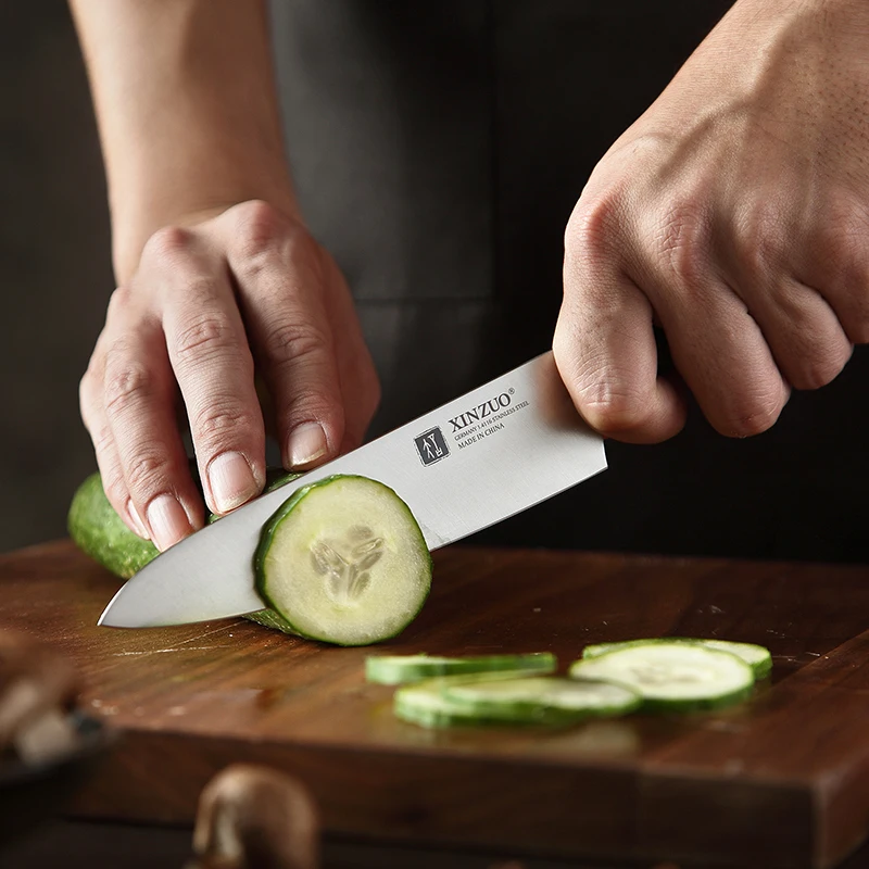 Full Tang Premium German Steel kitchen knives 6 pcs knife set with wooden Block