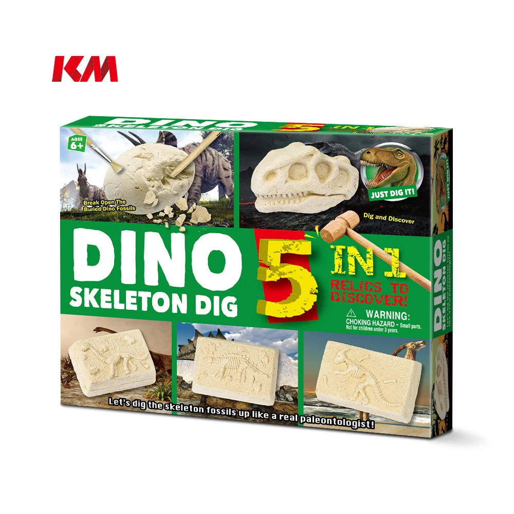 funny dino learning skeleton toy 5in1 Dinosaur Toys Excavation Dig Kit for Kids Preschool Educational Games Toys
