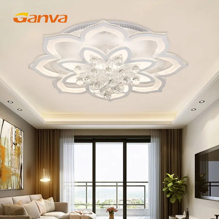 Zhongshan Modern Flower Design Surface Living Room Dining Room Acrylic Led Ceiling Light