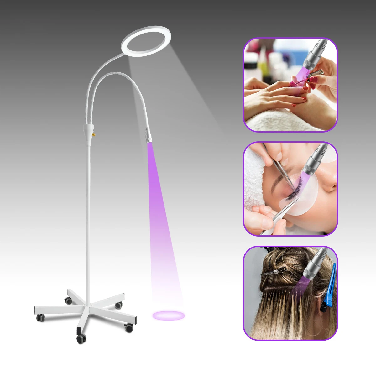 2in1 UV Cured System LED Light 10W for Nail Hair Eyelash Extension Gel Glue 0.5s Fast Dryer UV Lash Lamp