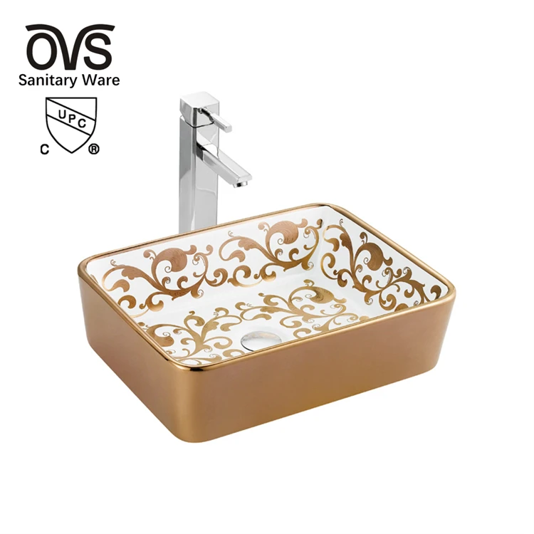 OVS cUPC North America High Quality Modern White Bathroom Sinks With Hand Art Designs Wash Basin