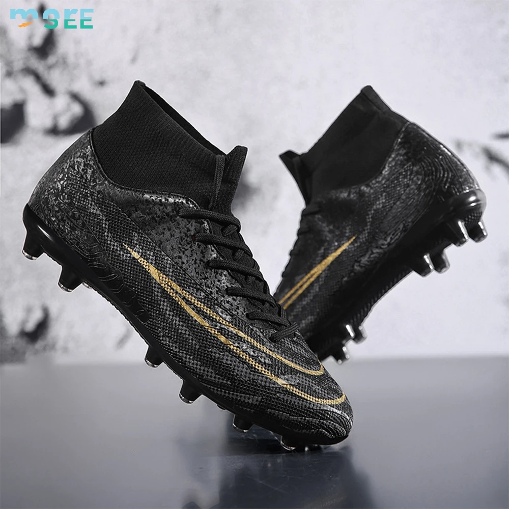 SeeMore Brand Adult Men Football Shoes Athletic Professional Spikes High-top Indoor/Outdoor Training Soccer Shoes Soccer Cleats