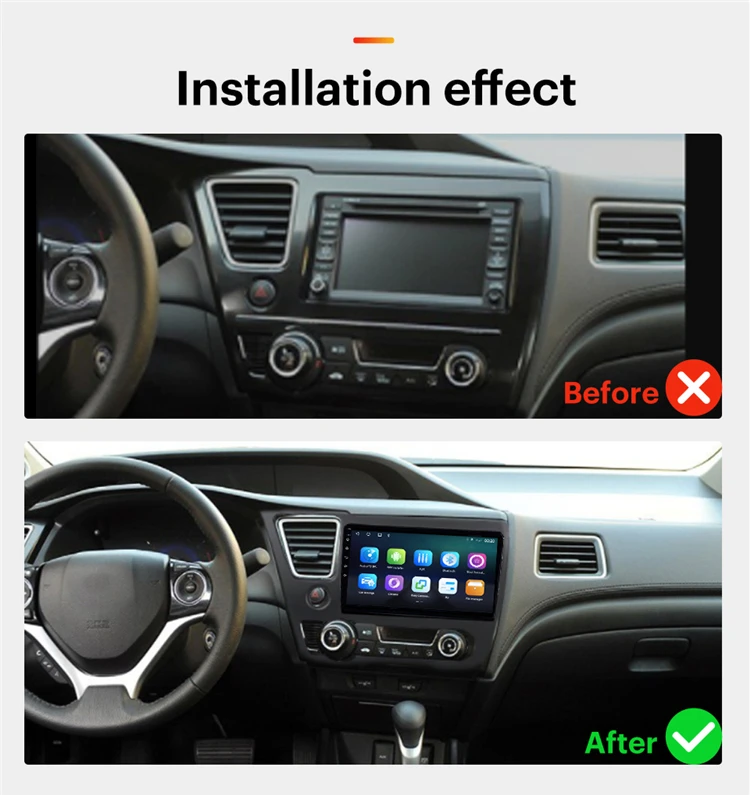 GRANDnavi android car videos 2 din android 9 inch touch screen car stereo for HONDA Civic US VERSION 2013-2015 carplay