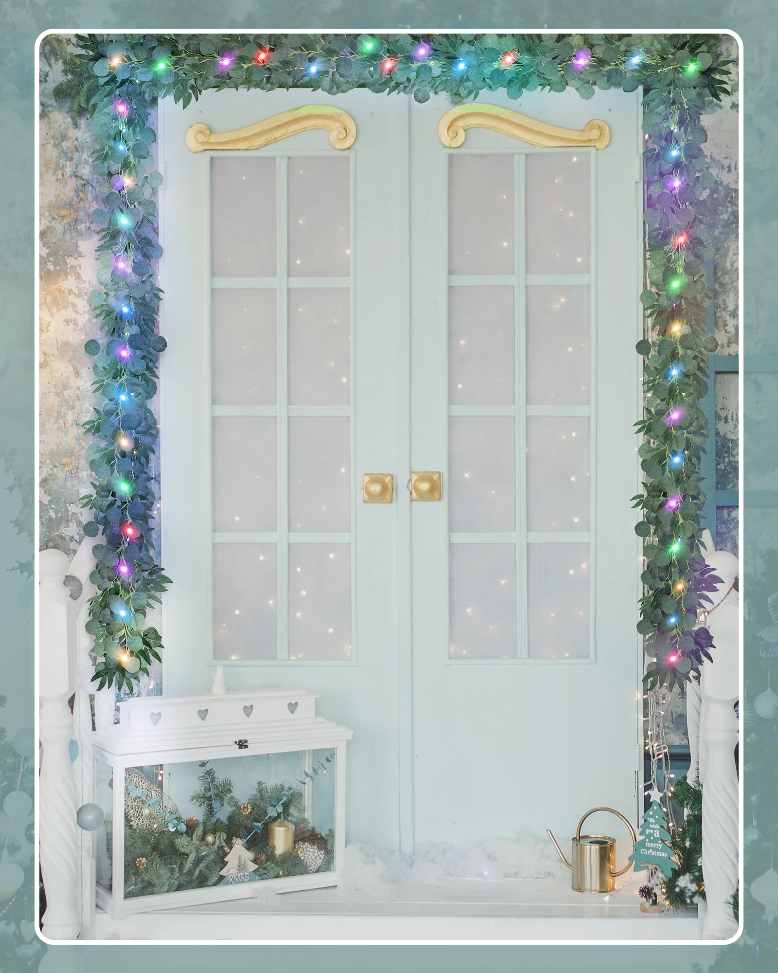 JACKYLED Willow Leaves Eucalyptus Garland Indoor Outdoor Christmas decorative LED RGB fairy String Light