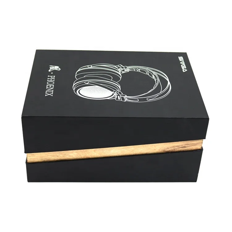 Design High Quality Black Carton Cardboard Earphone Packaging Luxury Rigid Headphone Packaging Box