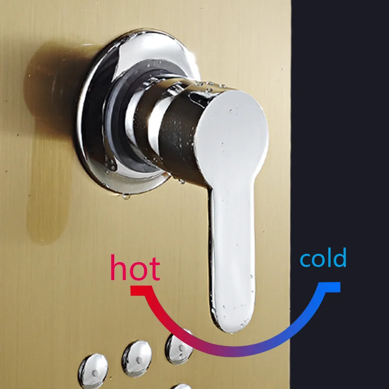 Gold and nickel brushed shower panel column tower 304 stainless steel waterfall spa shower wall panel shower panel