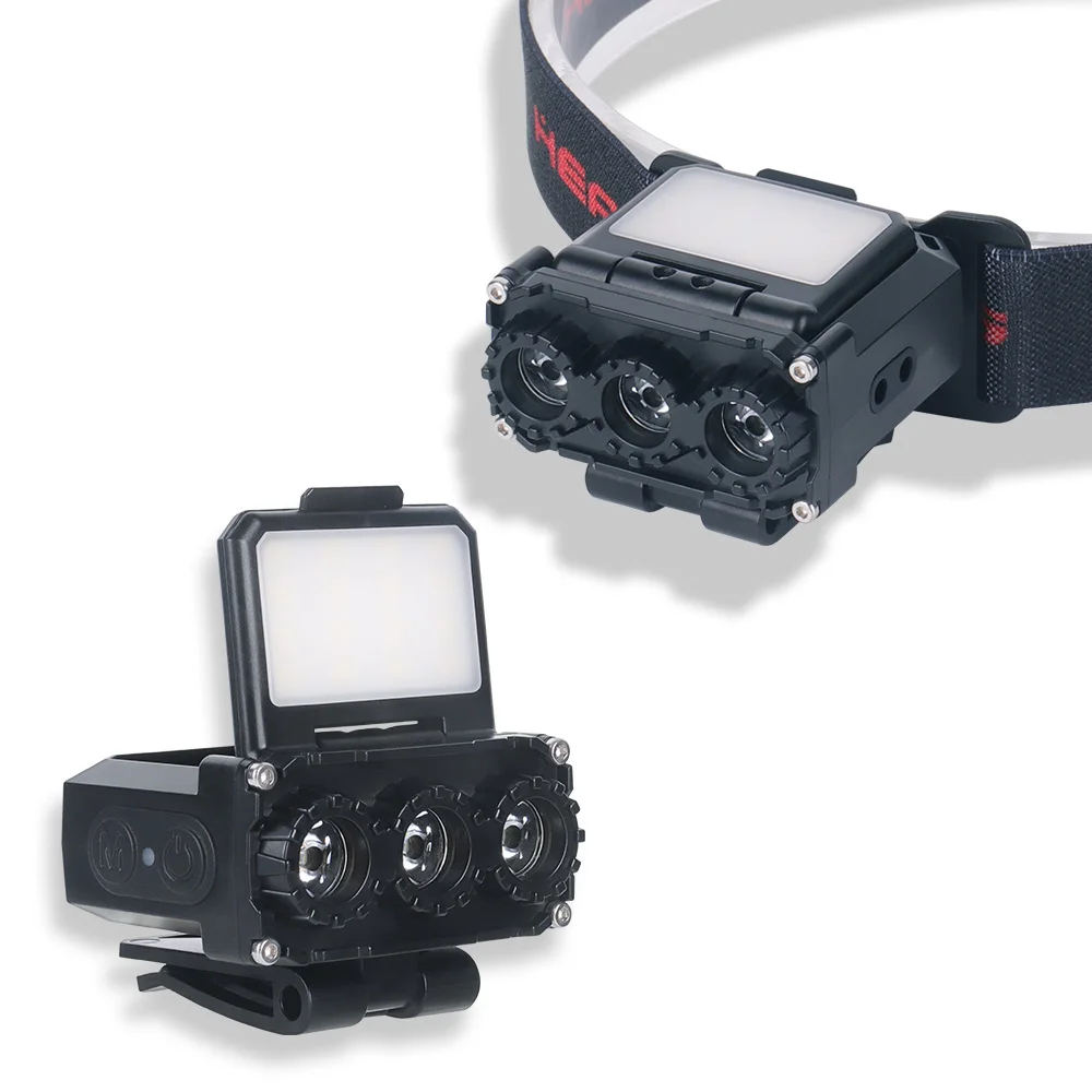 BORUiT Motion Sensor Headlamps Outdoor Waterproof Rechargeable Head Lamp with Portable Hidden Hook