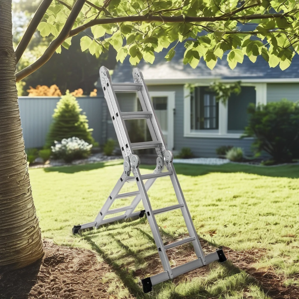 Custom 1.5mm Thick Aluminum Folding Ladder Modern Design Multi-Purpose Telescopic Step Folding Ladder for Outdoor Use