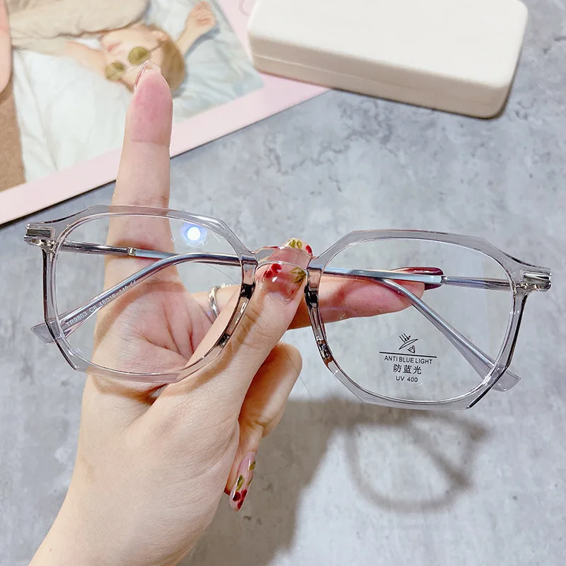 2022 New Fashion TR90 Anti-blue Light Eyeglasses Women Wholesale Unisex Flat Mirror Glasses