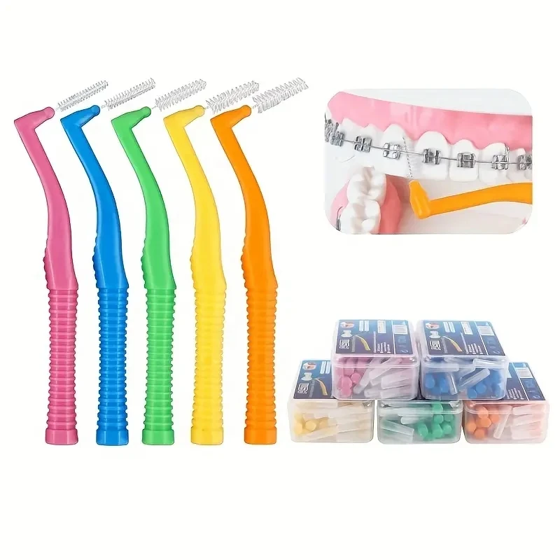 20pcs/box eco friendly interdental brush Orthodontics Gum Brace Toothpick L Shape Dental Interdental Brushes
