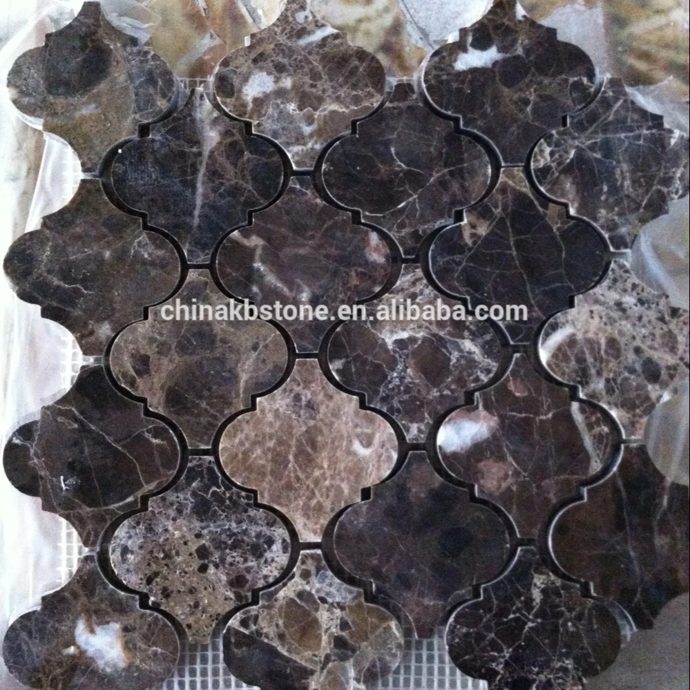Popular Emperador Dark marble mosaic, lantern mosaic tile for wall interior