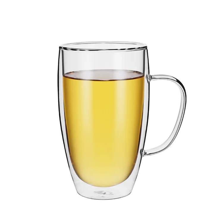 
Wholesale Custom 450ml Double Wall Glass Mugs Heat Resistant Water Glasses Coffee Cup 