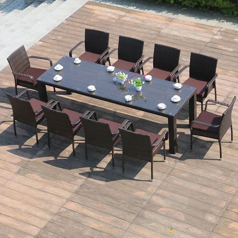 Wholesale Outdoor Wicker Furniture Garden Dining Table And Chairs for 10 Seater