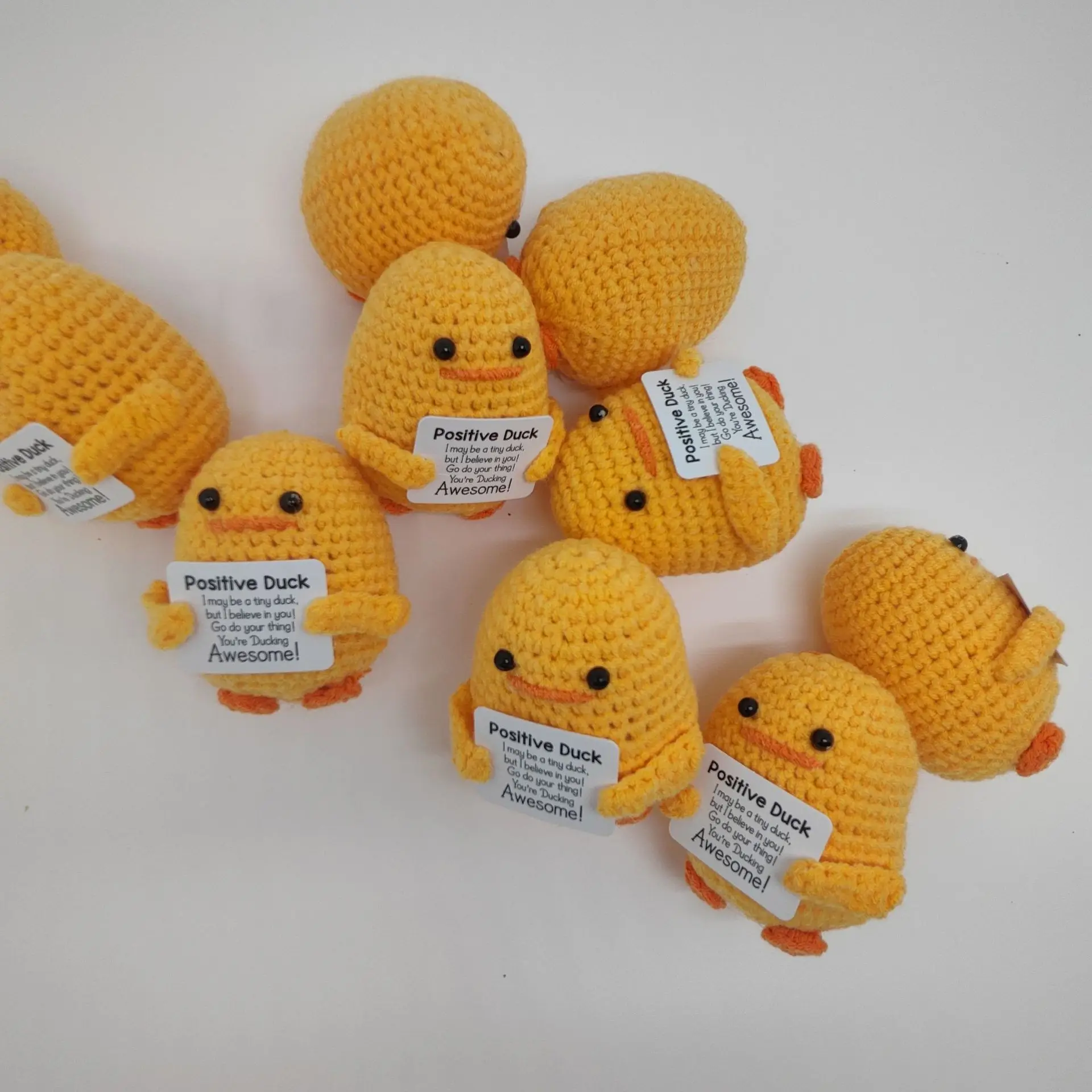 Custom Cute Stuffed Animal Plush Toy Manufacturer Creative Soft Kids Handmade Crochet Knitted Doll Gift Emotional Support Ducks