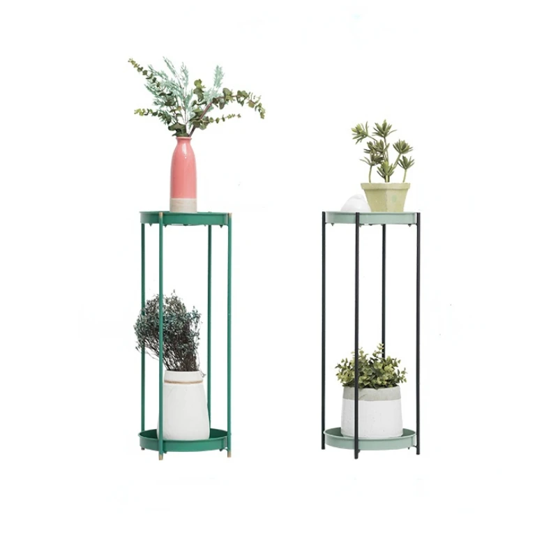 Factory Direct Minimalist 2 layers Iron Outdoor Flower Stand Flower Pots Holder Planters