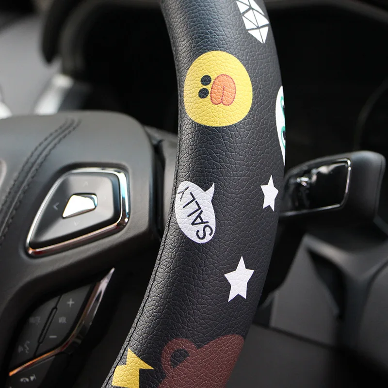 2021 new hot Microfiber Leather car steering wheel cover parts for all seasons with Women Universal