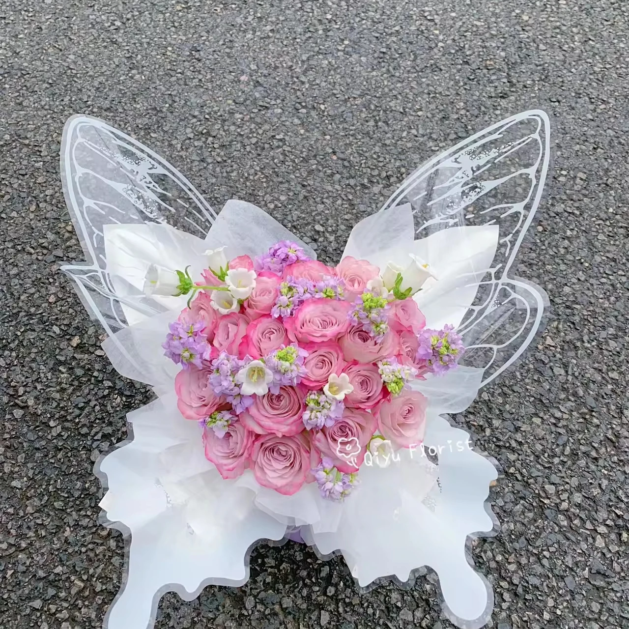 Transparent Crystal Dish Wings Wrapping Paper Flower bouquet Wrapping Flower opp Paper Shaped Paper bouquet diy material