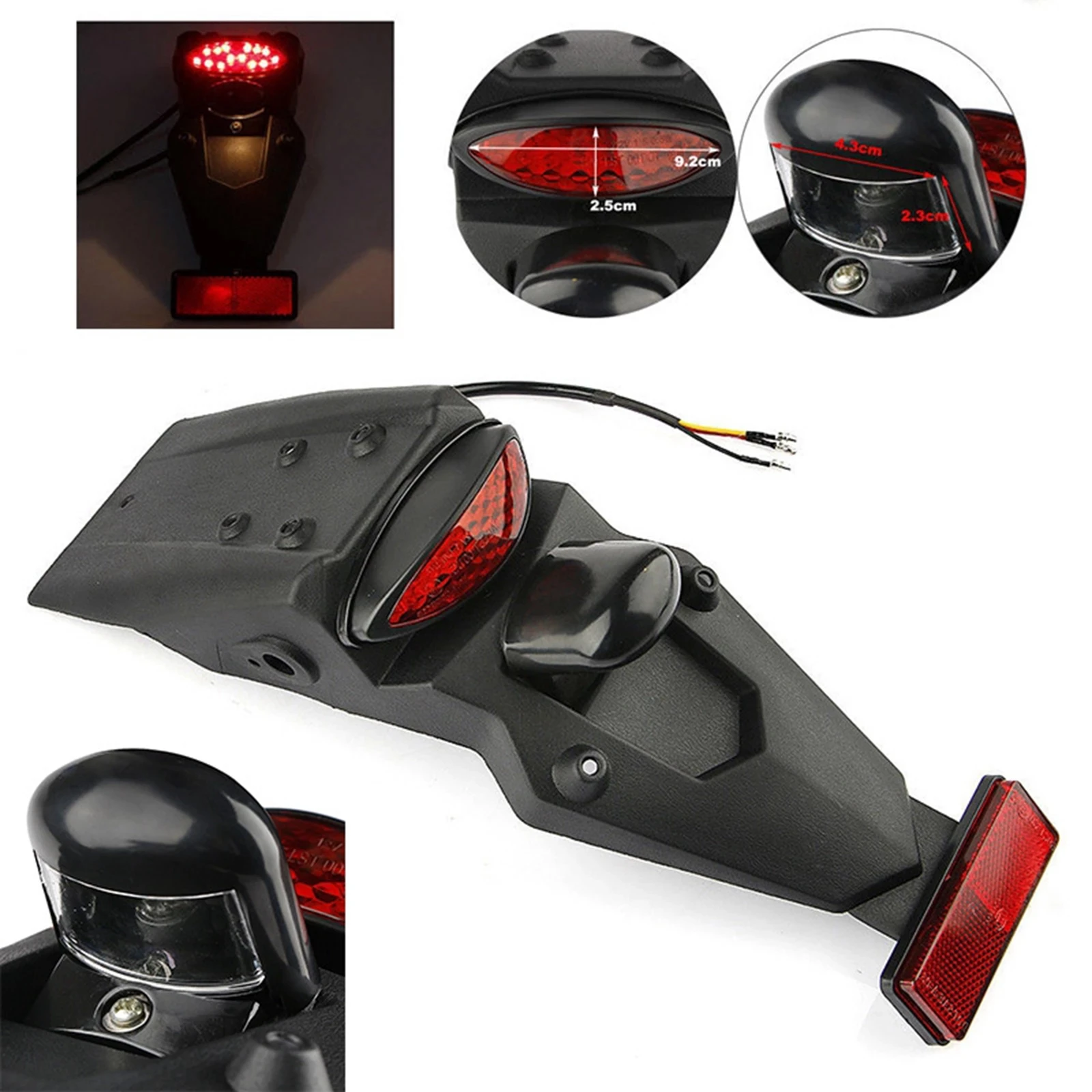 Universal Motorcycle Rear Fender Mudguard with LED Tail Light For Mudguard LED Brake Tail Light Brake Lamp