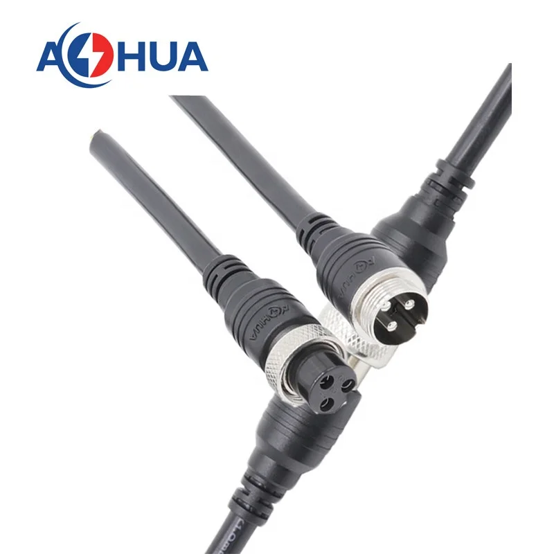 AOHUA aviation connector GX16 extension cable assembly waterproof female and male plug connector 2 3 4 5 6 7 8 9 10 pin