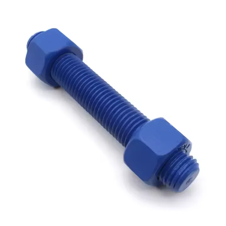 Углеродистая сталь C1035 C1045 SCM435 ASTM A320-L7 A194-7 Синий PTFE с гайками резьбовой стержень