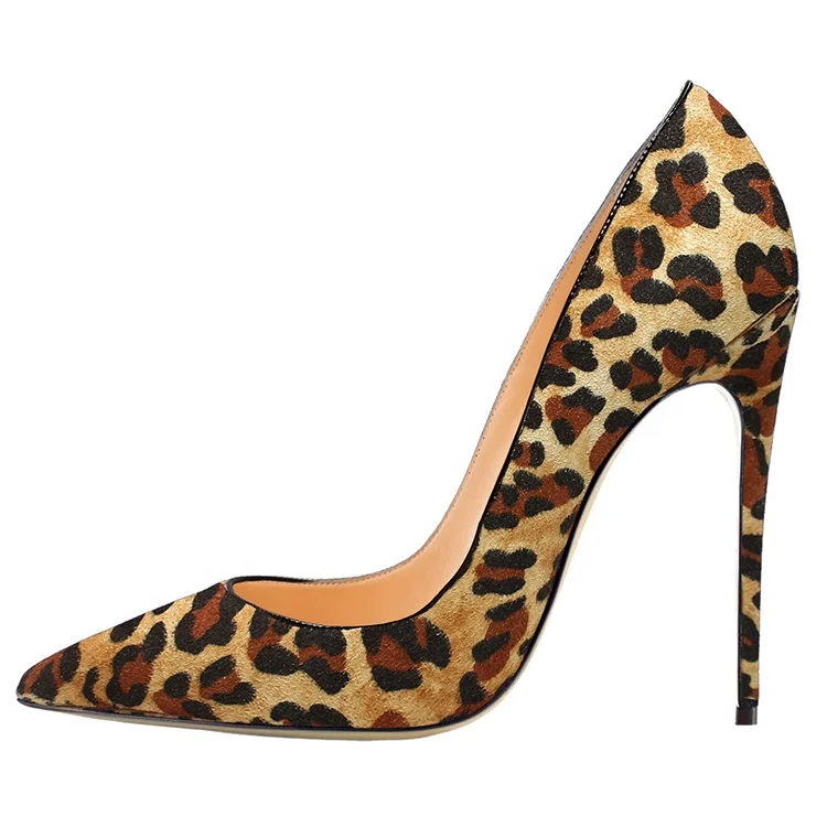 Animal print faux horse hair mature women high heel dress shoes pointy toe sexy high-heeled shoes