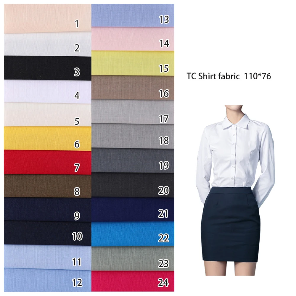 custom polyester fabric tc soft plain women shirts and blouse lining fabric