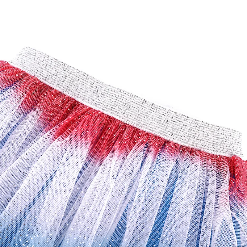 July 4th Soft Chiffon Children White/Blue/Red Mini Skirts Princess Sparkle Baby Girl Tutu Skirt