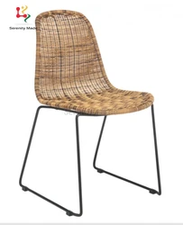 Outdoor Stackable Dining Chair for Cafe Restaurant PE Rattan Woven Chairs