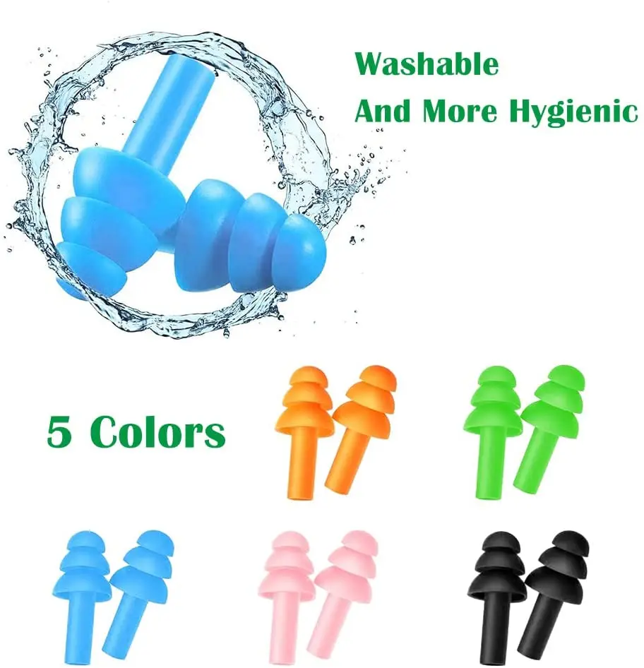 4 Pairs Custom Brand Ear Plugs for Sleep Soft Silicone Reusable, Earplugs for Sleeping Noise Cancelling
