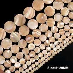 Wholesale Primary Color Natural Mother of Pearl Shell Flat Round Shape Shell Beads for Jewelry Making DIY