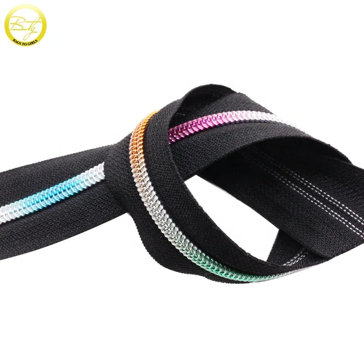 Garment Accessories Gold Teeth Black Metal Zip, Custom Metal Zipper For Clothing