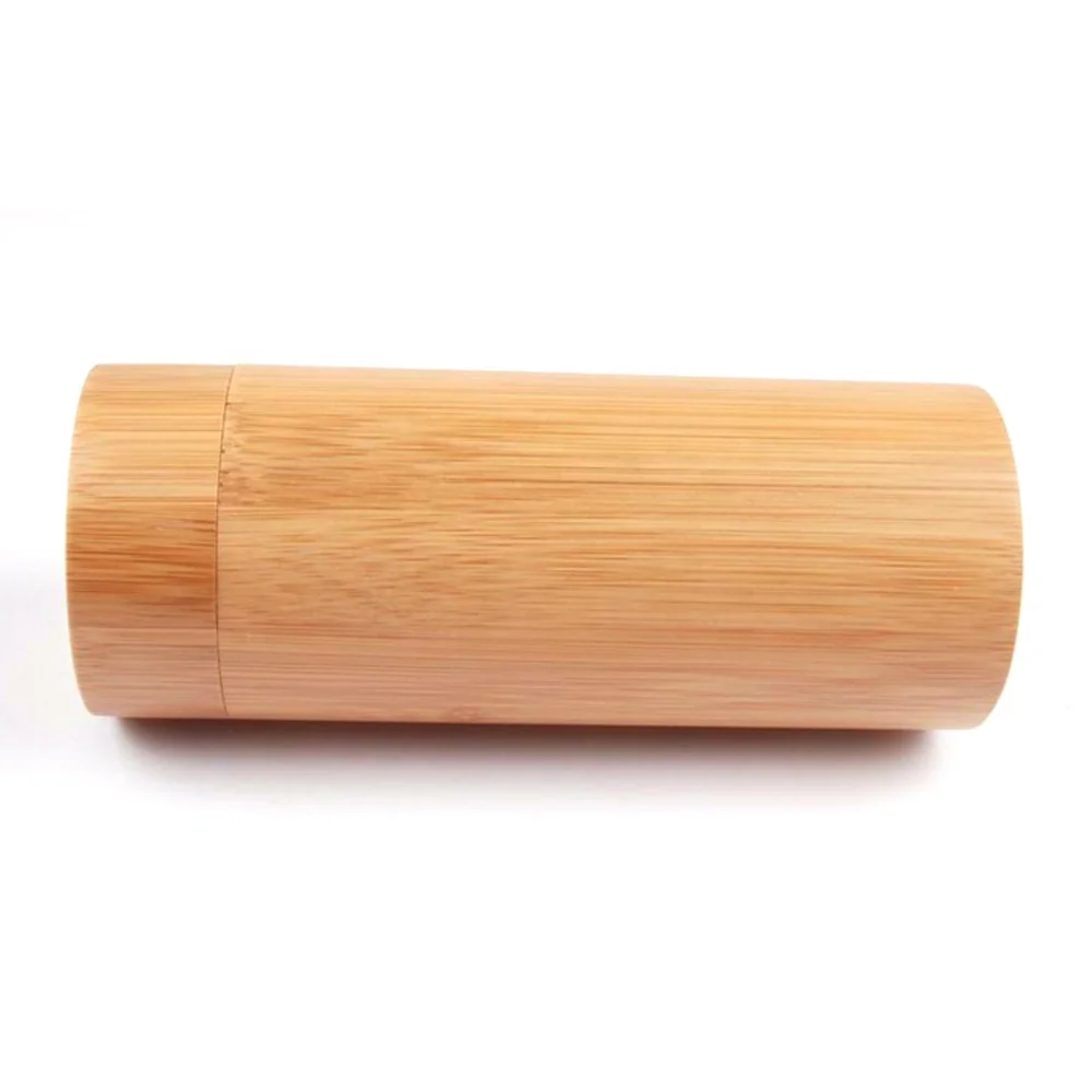 Custom ECO-friendly hard round Cylinder Tube Carbonized bamboo case for sunglasses