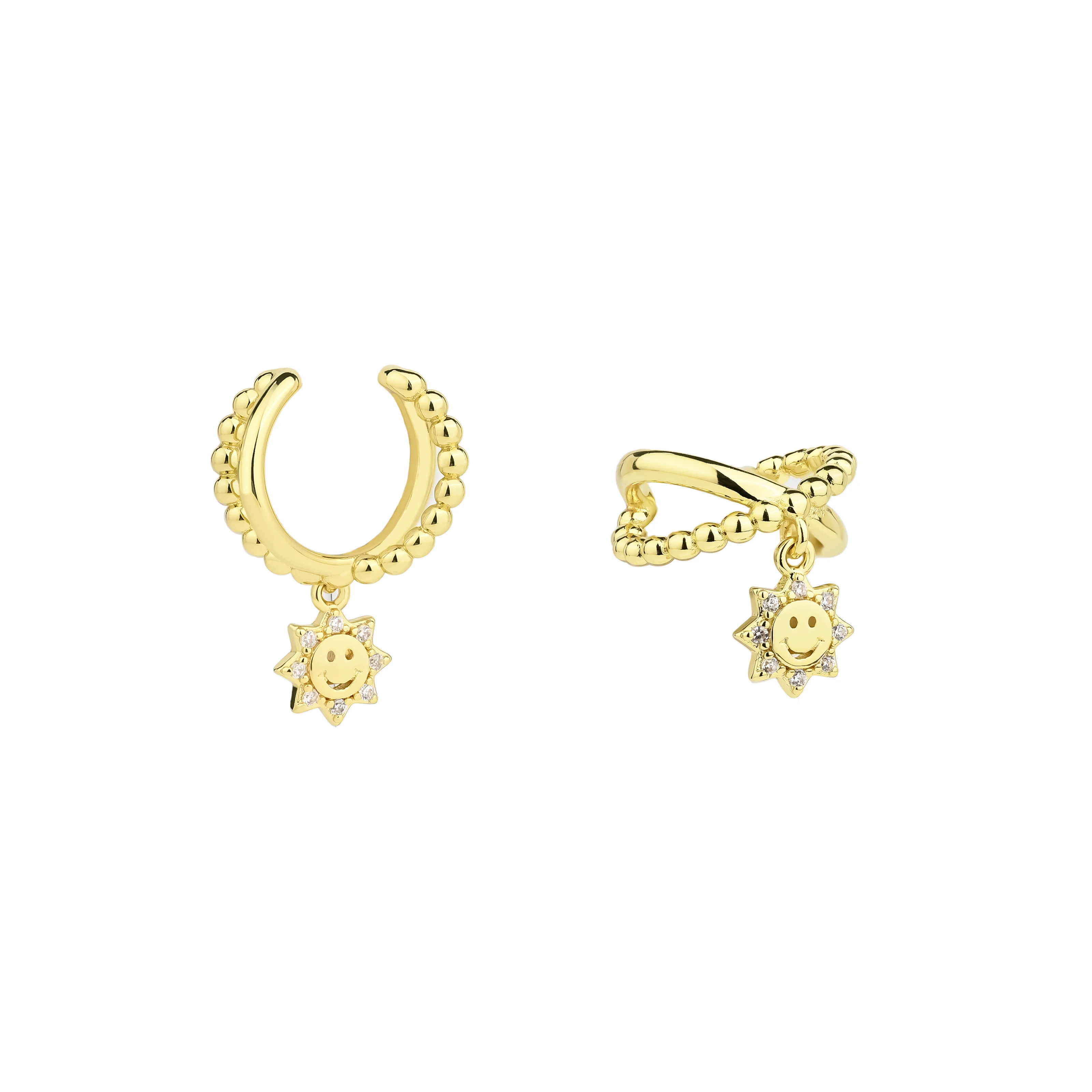 14K Gold Plated O X Letter Clip-On Earring Plain Simple C Shape No Hole Ear Cuff Cartilage Non-Piercing Cuff Earring