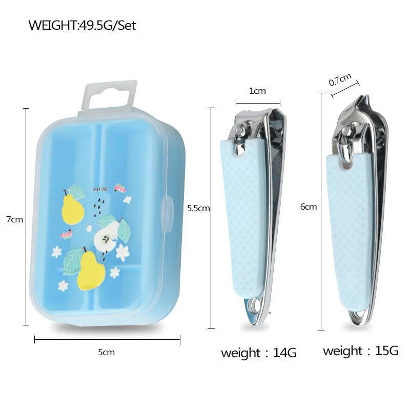 2-Piece Set Cute Mini Portable Nail Cutter Stainless Steel Set Oblique Mouth and Flat Mouth  Nail Scissors for Manicure