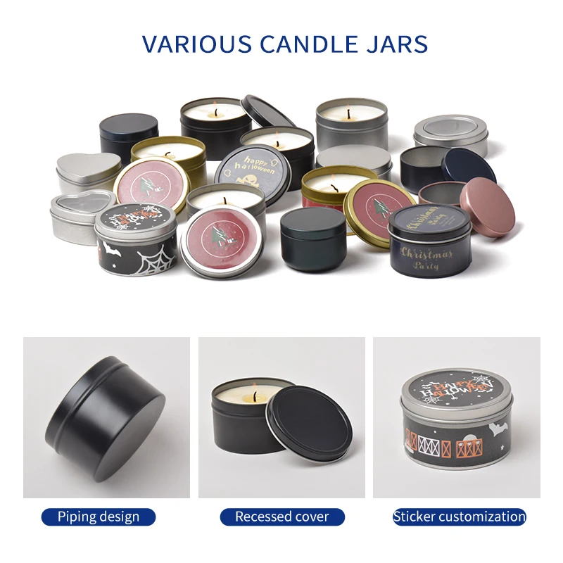 Изготовленный На Заказ 10/14/3/8/9oz amazon черный свеча банка с