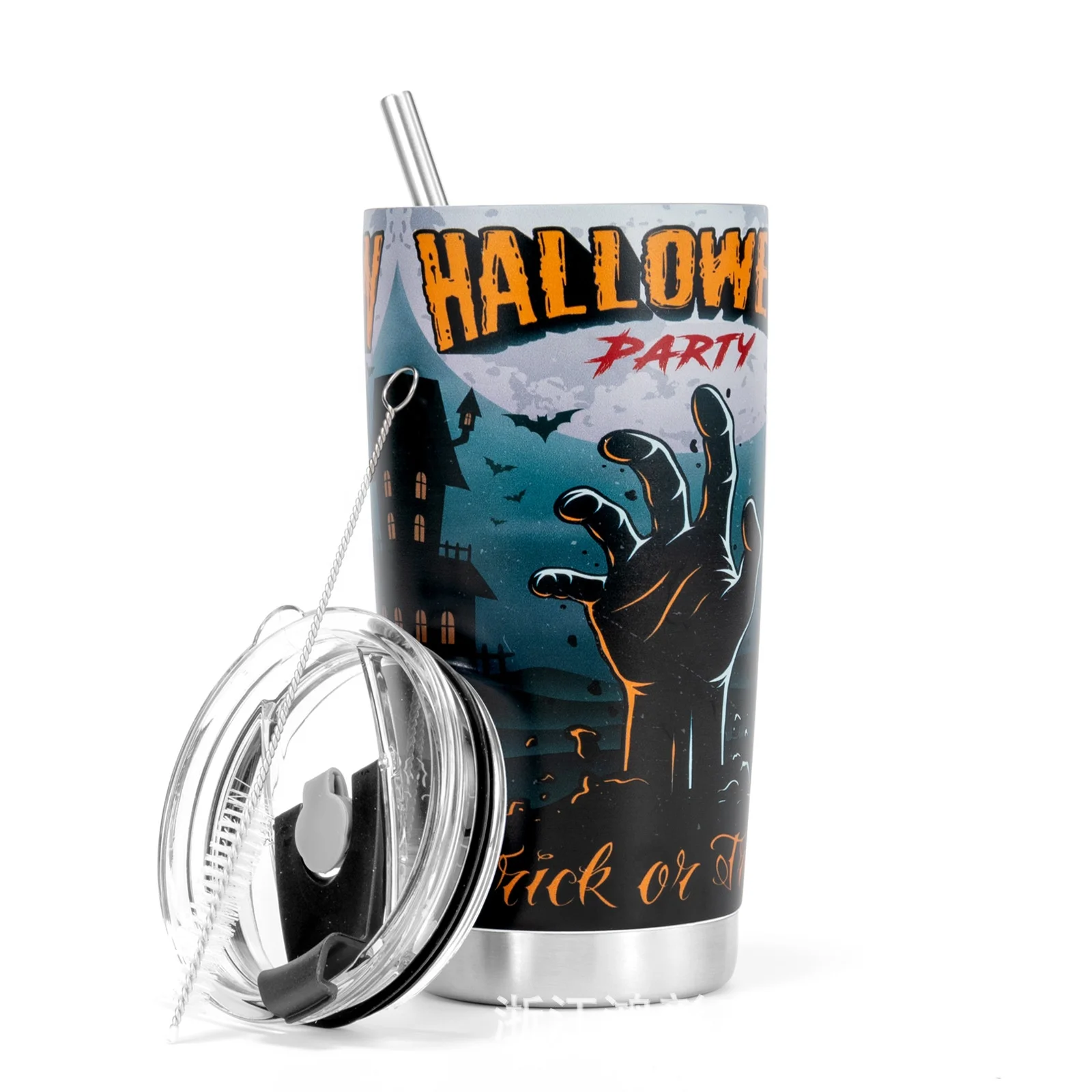 custom design logo Halloween Pumpkin Bat Lantern Castle 20oz mug stainless steel Vacuum Insulated Travel Tumbler Cup with lid